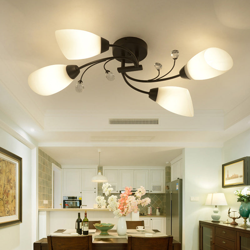 Simple Style Flush Mount Ceiling Light Fixtures LED Ceiling Lamp with Glass Shade