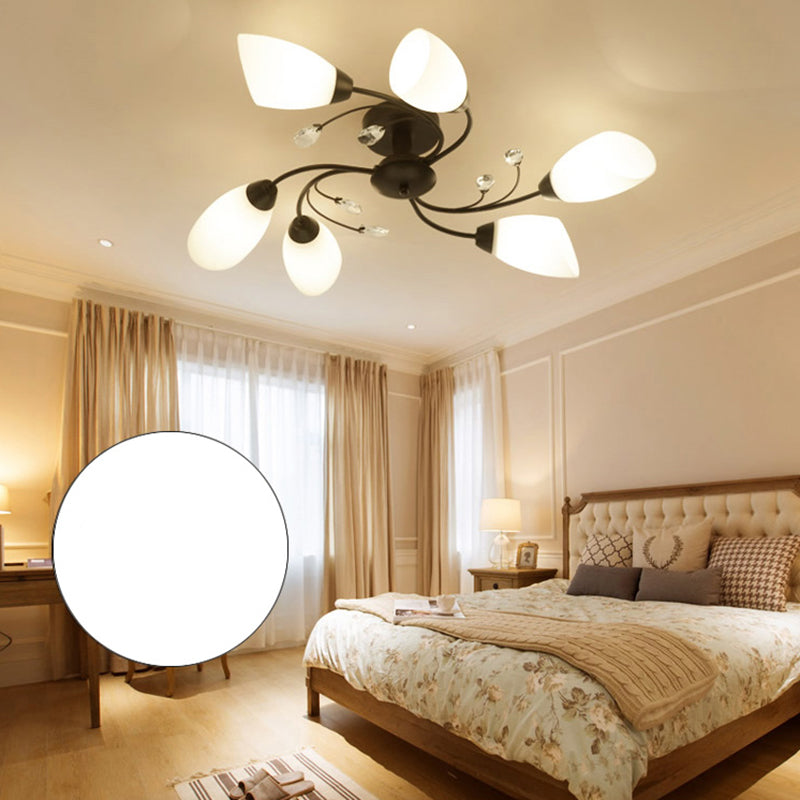 Simple Style Flush Mount Ceiling Light Fixtures LED Ceiling Lamp with Glass Shade