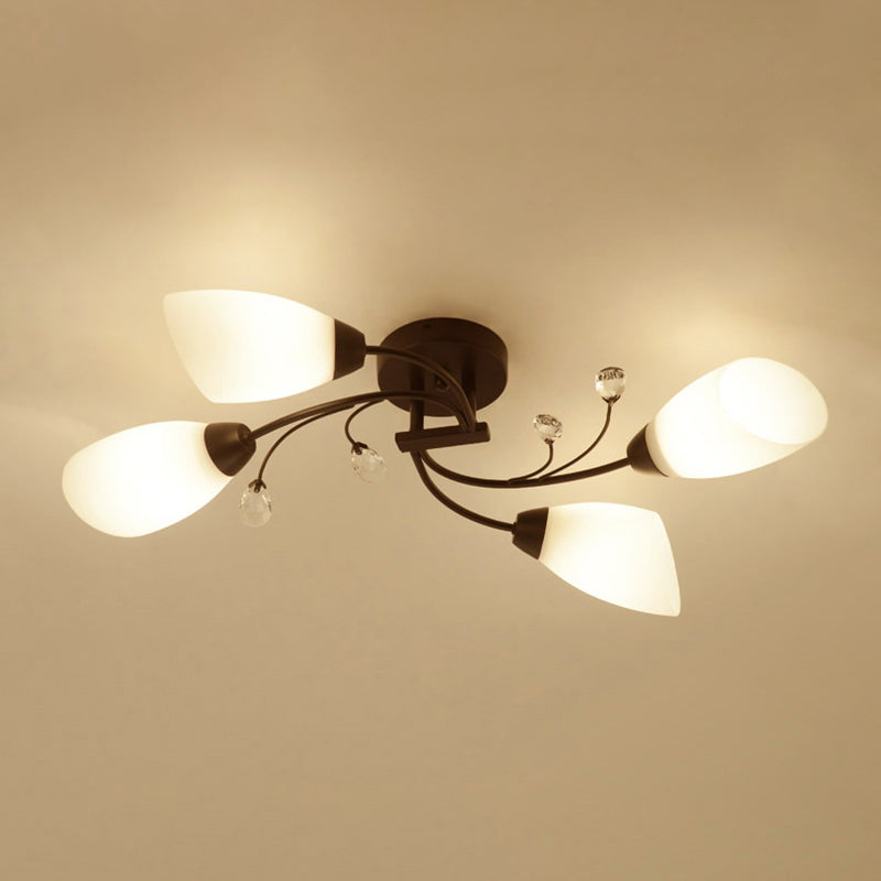 Eenvoudige stijl spoelbevestiging plafond verlichtingsarmaturen LED -plafondlamp met glazen schaduw