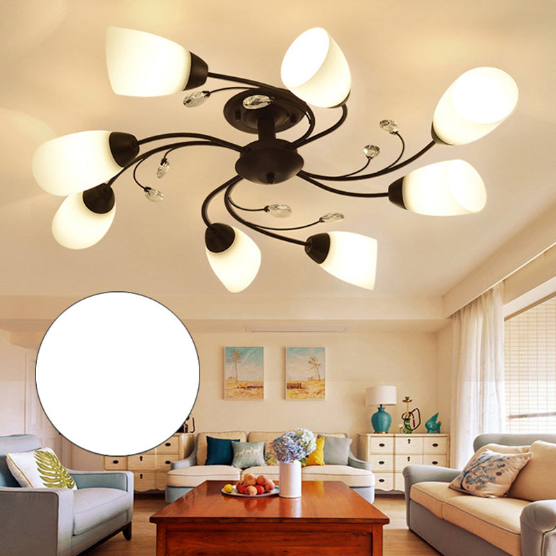 Simple Style Flush Mount Ceiling Light Fixtures LED Ceiling Lamp with Glass Shade