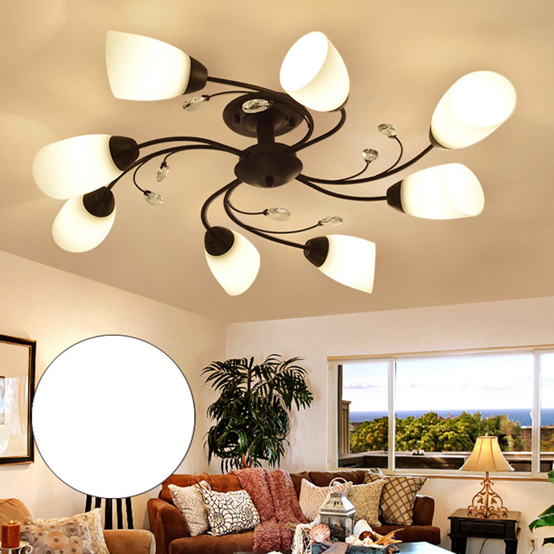 Simple Style Flush Mount Ceiling Light Fixtures LED Ceiling Lamp with Glass Shade