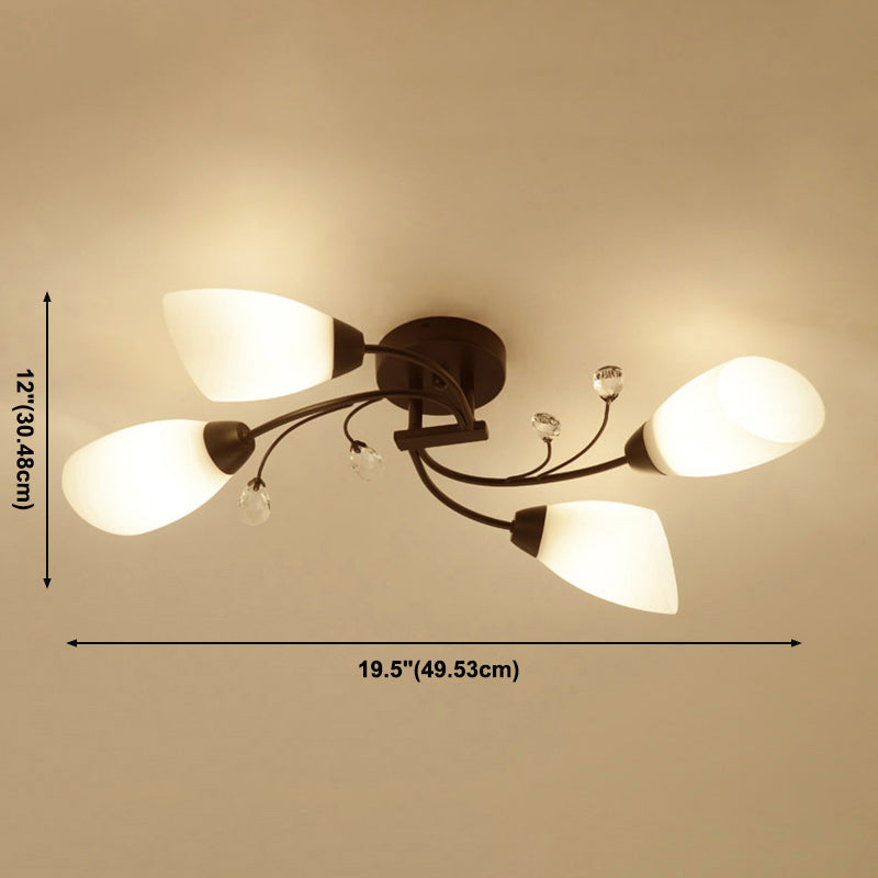 Eenvoudige stijl spoelbevestiging plafond verlichtingsarmaturen LED -plafondlamp met glazen schaduw