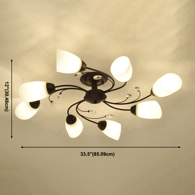 Simple Style Flush Mount Ceiling Light Fixtures LED Ceiling Lamp with Glass Shade