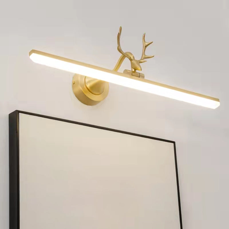 Brass Mirror Light American Style Single Light Wall Lamp for Bathroom