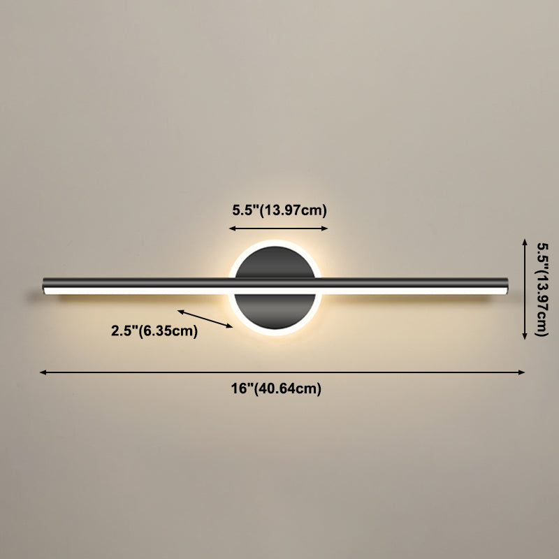 Zwarte strip Minimalistisch spiegellicht Noordse stijl 1 licht ijdelheid licht voor slaapkamer