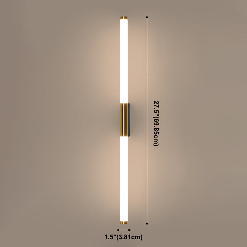 Lámpara de pared recta de metal de estilo moderno de espejo led dorado para el baño