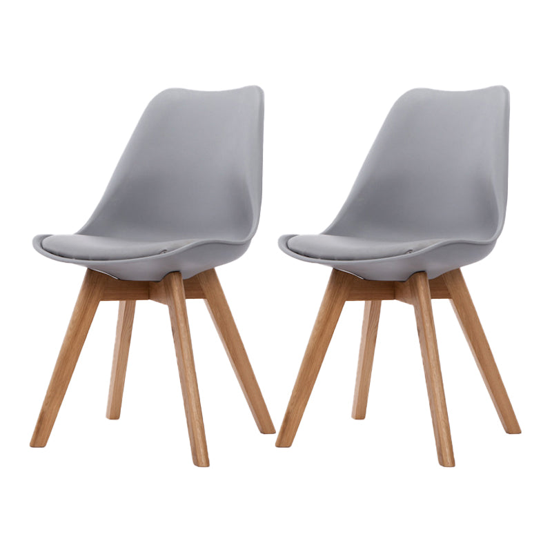 Scandinavian Beech Parsons Side Chair Matte Finish Leather Dining Chairs (Set of 2)