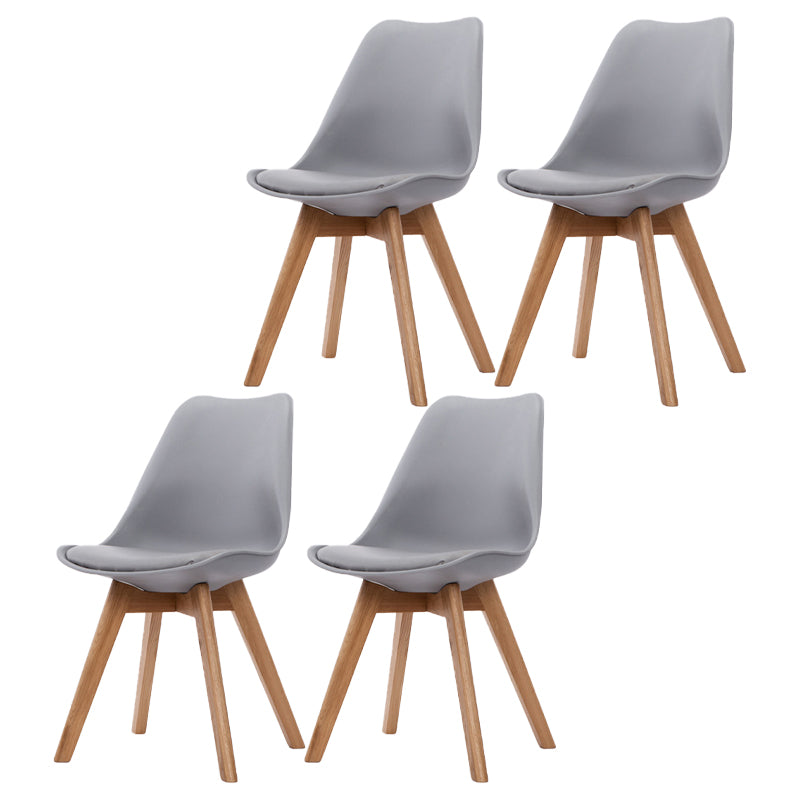 Scandinavian Beech Parsons Side Chair Matte Finish Leather Dining Chairs (Set of 2)