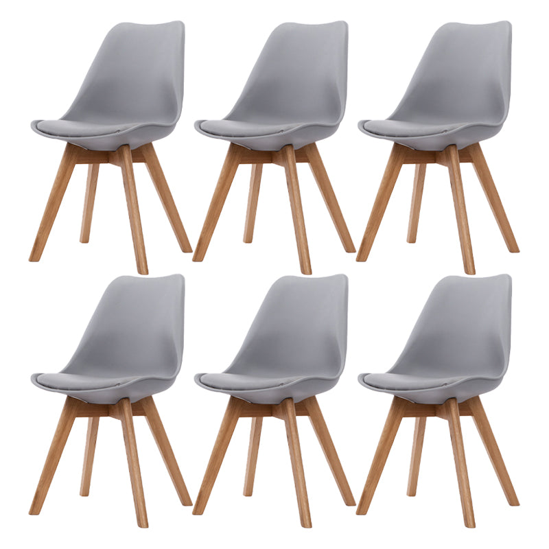 Scandinavian Beech Parsons Side Chair Matte Finish Leather Dining Chairs (Set of 2)