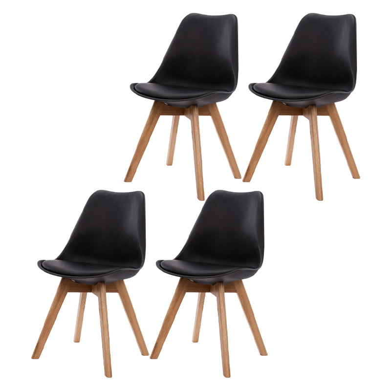 Scandinavian Beech Parsons Side Chair Matte Finish Leather Dining Chairs (Set of 2)