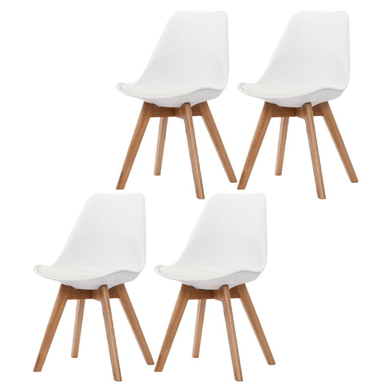 Scandinavian Beech Parsons Side Chair Matte Finish Leather Dining Chairs (Set of 2)