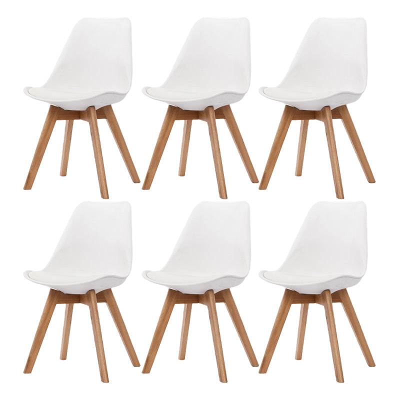 Scandinavian Beech Parsons Side Chair Matte Finish Leather Dining Chairs (Set of 2)