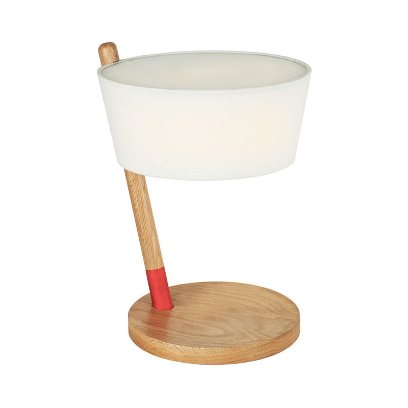 Blanc ombré clair Light Japonais 1 lampe de table en tissu de tête, cercle Base de bois beige