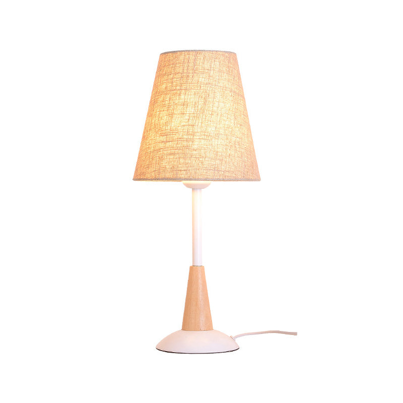 Contemporary 1 Head Table Light Flaxen Wide Flare Small Desk Lamp with Fabric Shade