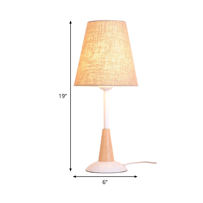 Contemporary 1 Head Table Light Flaxen Wide Flare Small Desk Lamp with Fabric Shade