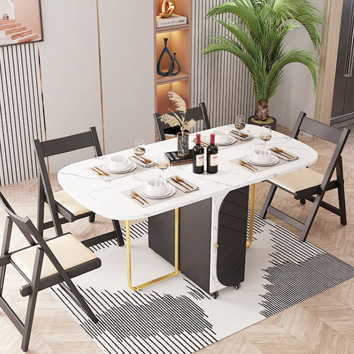 Moderne gesinterde stenen eettafel witte rechthoek drop-blad 59 "eettafel