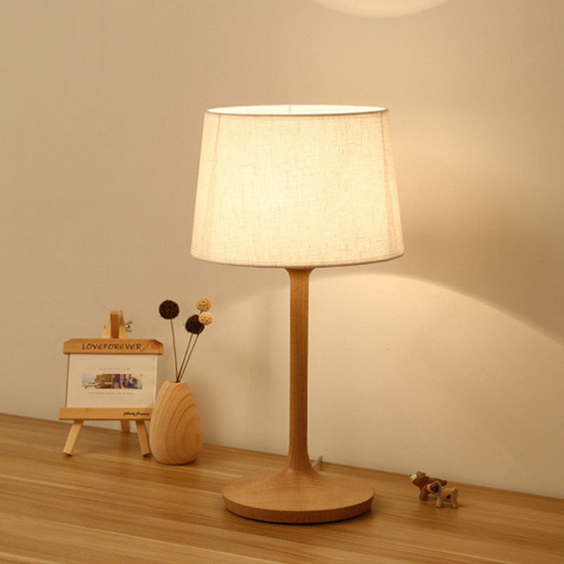 Tapered Drum Nightstand Lamp Contemporary Fabric 1 Bulb Reading Book Light in White