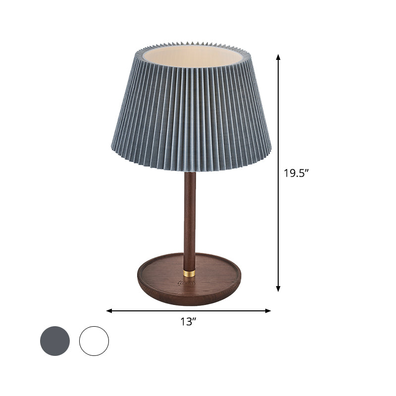 1 Bulb Living Room Table Lamp Modernism Blue/White Desk Light with Flared Fabric Shade