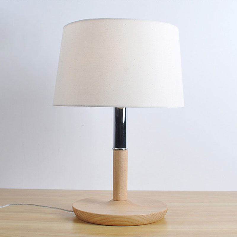 Drum Shade Task Lighting Modernism Fabric 1 Bulb Reading Lamp in White for Study