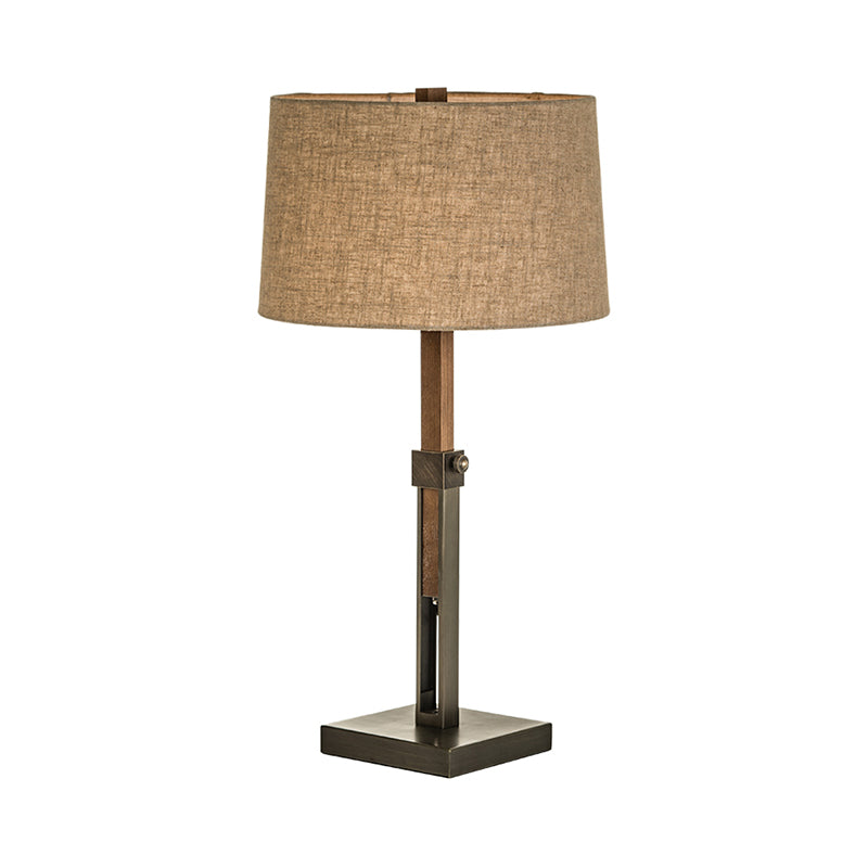 1 Head Bedroom Task Lighting Modern Flaxen Nightstand Lamp with Drum Fabric Shade