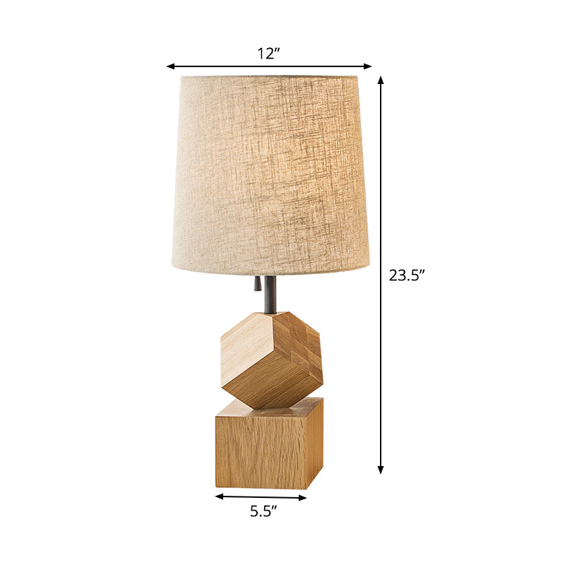 1 Head Barrel Task Light Modernism Fabric Reading Lamp in Flaxen for Living Room