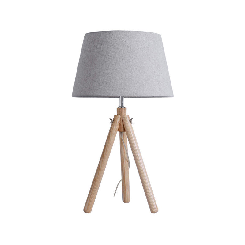 1 Head Dining Room Desk Lamp Modern Grey/White/Flaxen Table Light with Wide Flare Fabric Shade