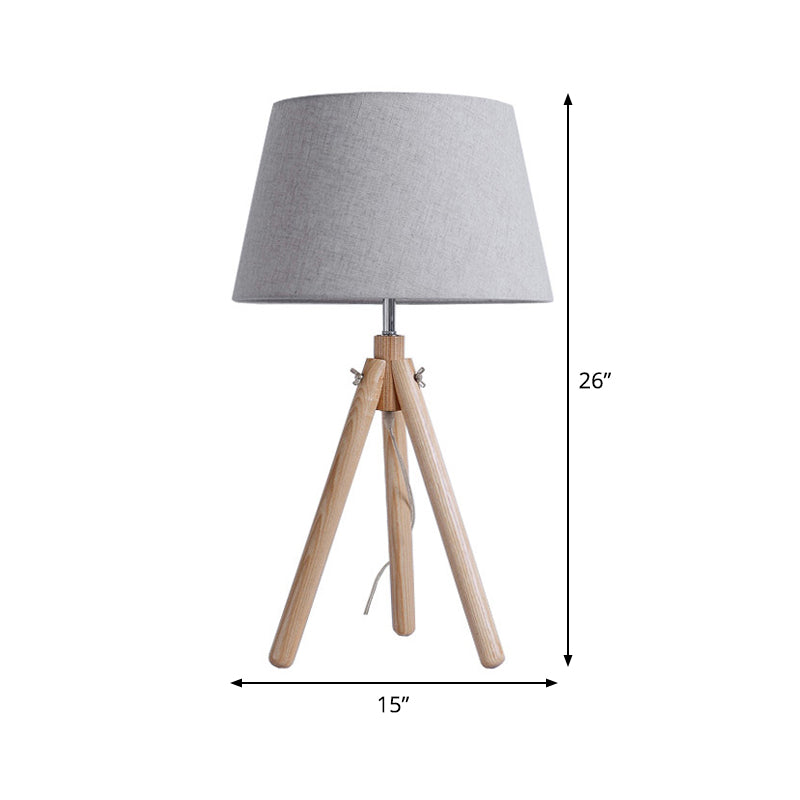 1 Head Dining Room Desk Lamp Modern Grey/White/Flaxen Table Light with Wide Flare Fabric Shade