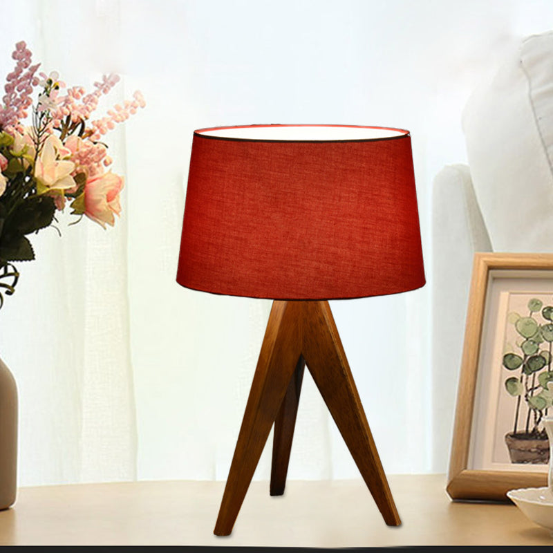 Modernist Flare Reading Light Fabric 1 Bulb Nightstand Lamp in White/Red/Blue for Living Room