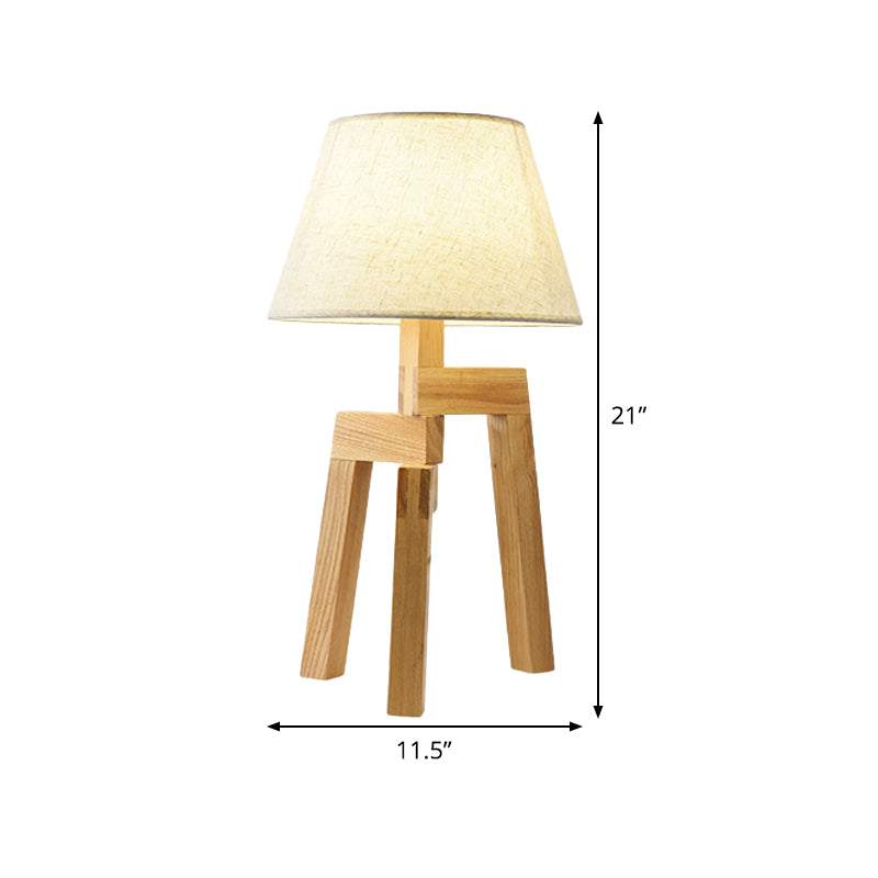 Wide Flare Reading Light Modern Fabric 1 Bulb Nightstand Lamp in White for Living Room