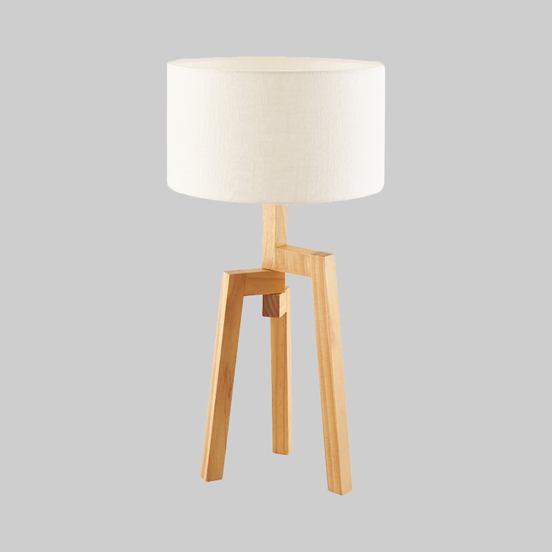 1 Bulb Bedside Task Lighting Modern White Night Table Lamp with Drum Fabric Shade