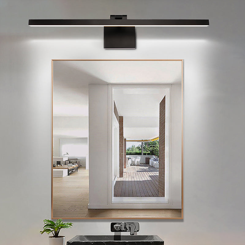 Metal Linear Shade Wall Lighting Modern 1 Light Mirror Wall Mounted Light Fixture in Black