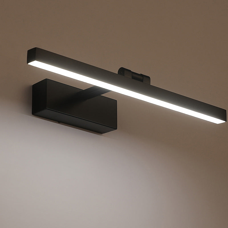 Metal Linear Shade Wall Lighting Modern 1 Light Mirror Wall Mounted Light Fixture in Black