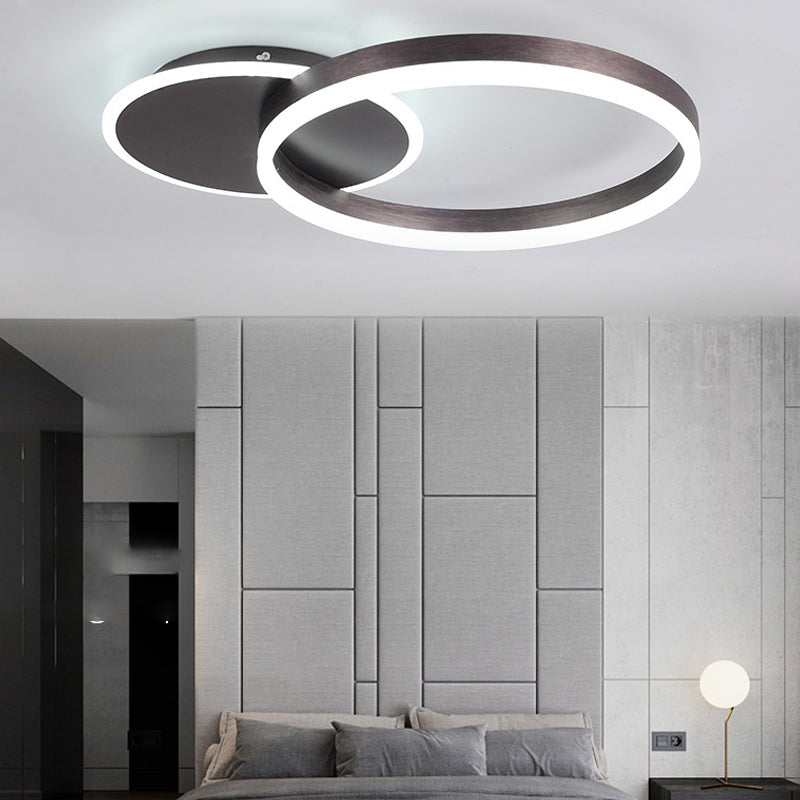 Ring Shape LED Ceiling Lamp Modern Aluminium 2 Lights Flush Mount for Bedroom