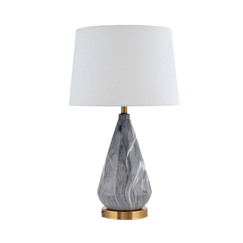 Lampada da tavolo in ceramica lacrima moderna 1 scrivania grigio lampadina con tonalità tessuto a tamburo bianco