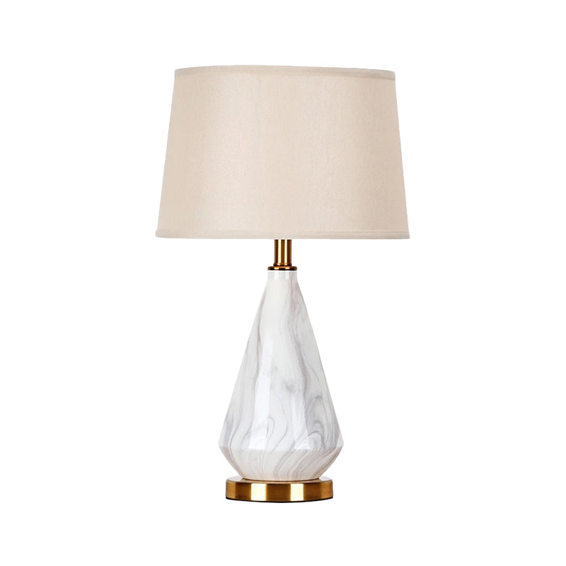 Contemporary 1 Head Task Lighting White Barrel Night Table Lamp with Fabric Shade