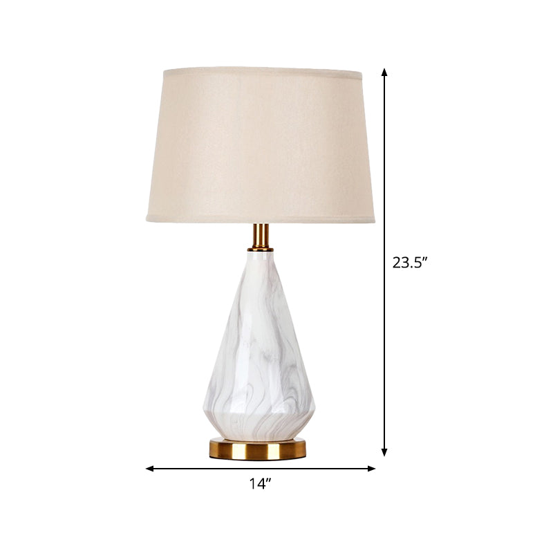 Contemporary 1 Head Task Lighting White Barrel Night Table Lamp with Fabric Shade