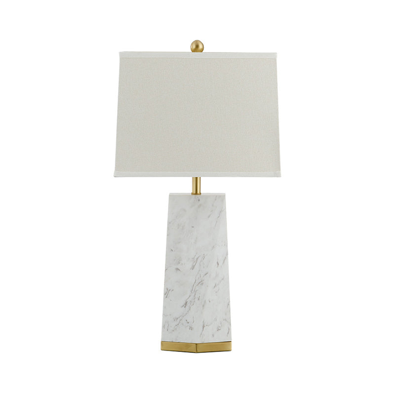 Table trapézoïde blanc modernisme 1 lampe de lecture de tissu de tête avec base en marbre