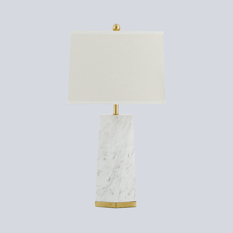 Table trapézoïde blanc modernisme 1 lampe de lecture de tissu de tête avec base en marbre