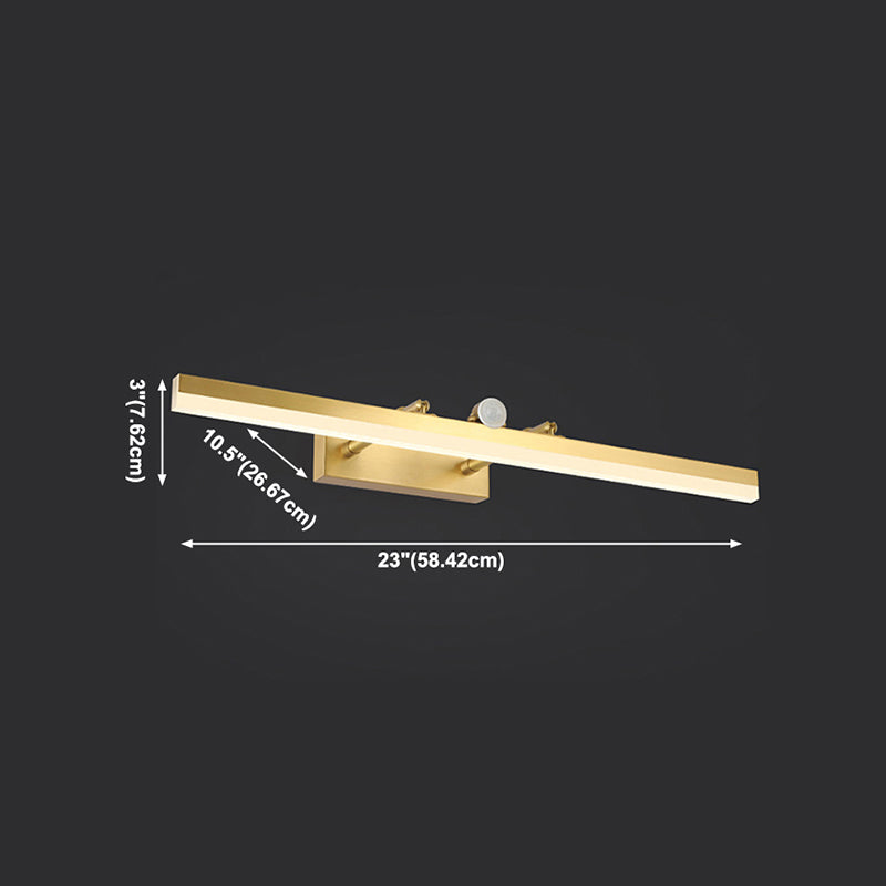 Iluminación de pared de sombra lineal de metal moderna 1 luz de la pared de espejo de luz lámpara de montaje en oro en oro