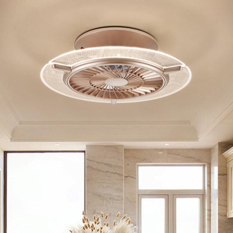 Éclairage de ventilateur de plafond en or / argent modernisme modernisme rond / hexagone semi-mmount pour le salon, 23,5 "de large