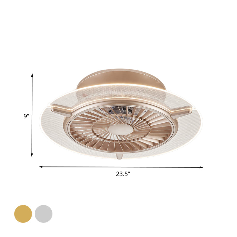 Éclairage de ventilateur de plafond en or / argent modernisme modernisme rond / hexagone semi-mmount pour le salon, 23,5 "de large