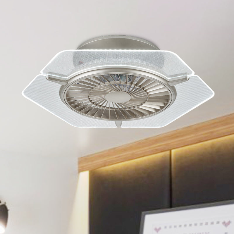 Éclairage de ventilateur de plafond en or / argent modernisme modernisme rond / hexagone semi-mmount pour le salon, 23,5 "de large