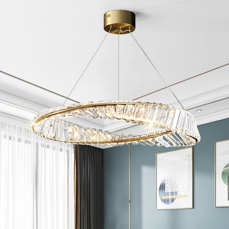 LED simple moderne suspension du pendentif cristallin de cristal circulaire pour le salon