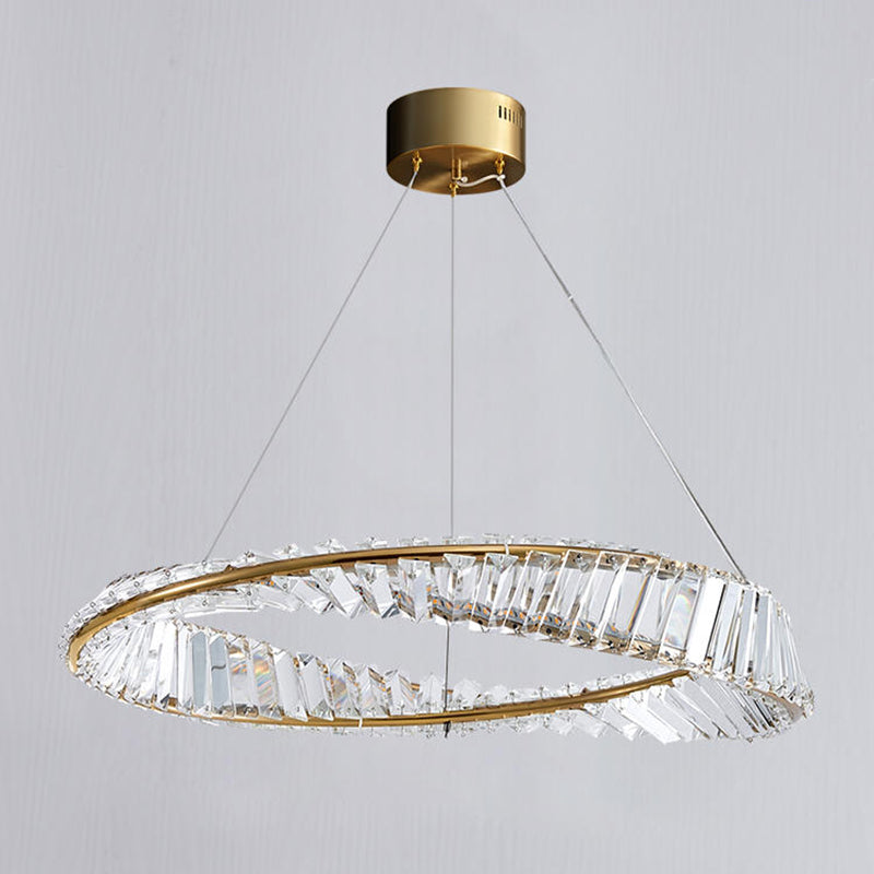 LED simple moderne suspension du pendentif cristallin de cristal circulaire pour le salon