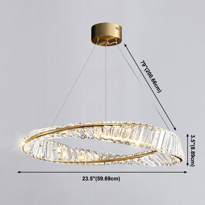 LED simple moderne suspension du pendentif cristallin de cristal circulaire pour le salon