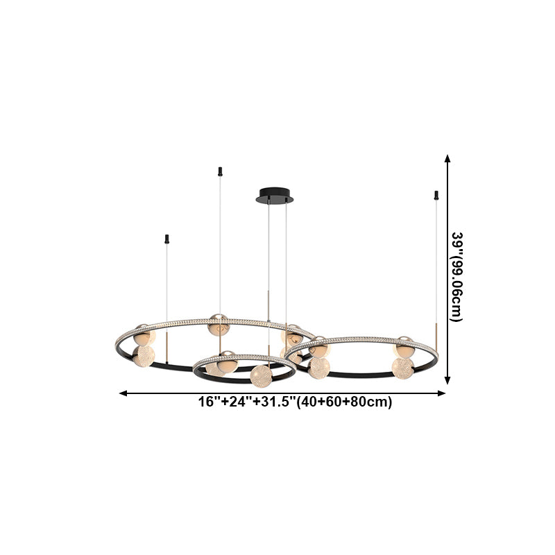 Luminaire de lustre à bague noire créative lampe à suspension à LED acrylique minimaliste