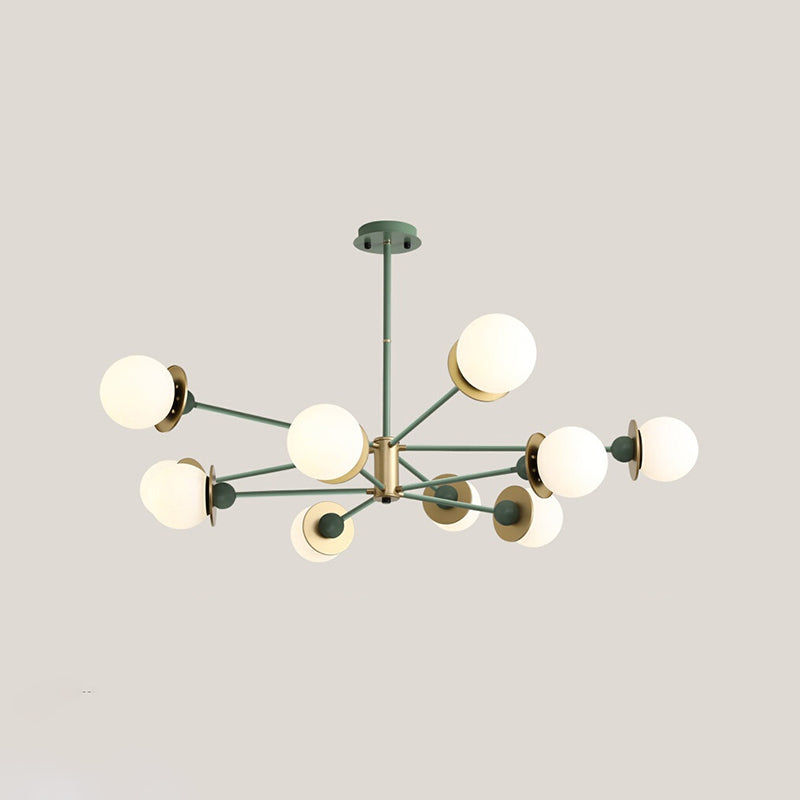 White Glass Chandelier Modern Style Suspended Lighting Fixture for Dining Room