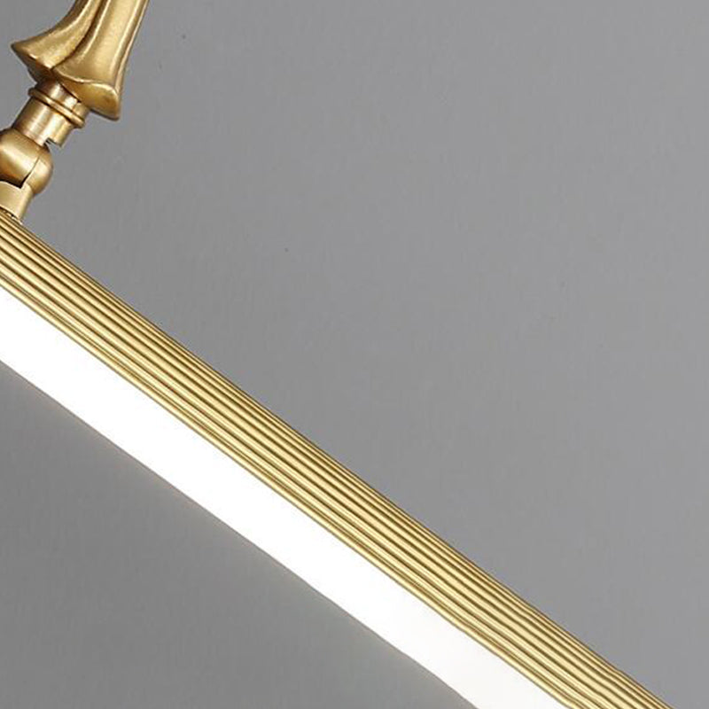 1 Light Metal Linear Mirror Wall Lighting Modern Style Wall Mounted Light Fixture in Brass