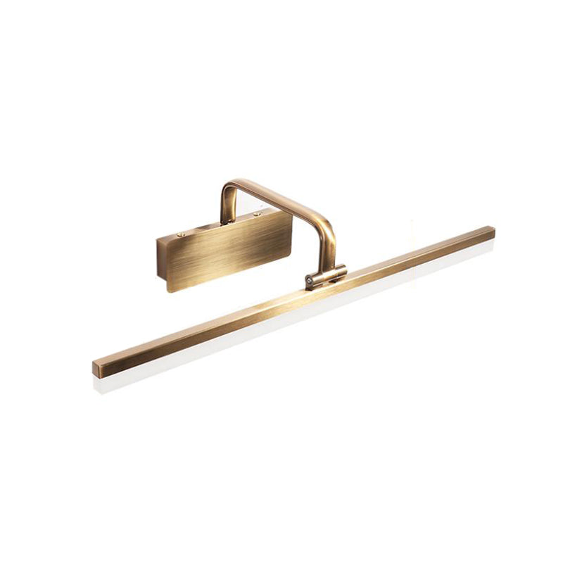 1 Light Linear Mirror Wall Lighting Modern Style Metal Wall Light Fixture in Brass