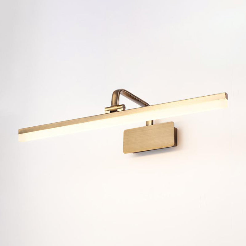 1 Light Linear Mirror Wall Lighting Modern Style Metal Wall Light Fixture in Brass